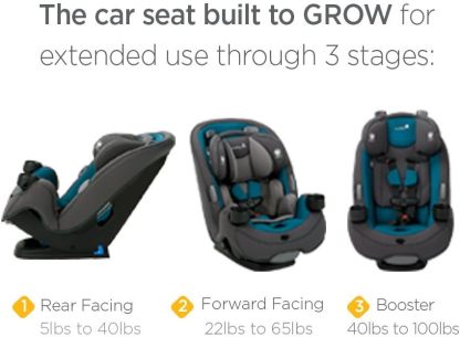 Safety1st Autoasiento Grow and Go 3 etapas, Harvest Moon, convertible, protección de impacto lateral, arnés de 5 puntos, tela lavable a máquina, apta para secadora con sistema latch y 2 portavasos.