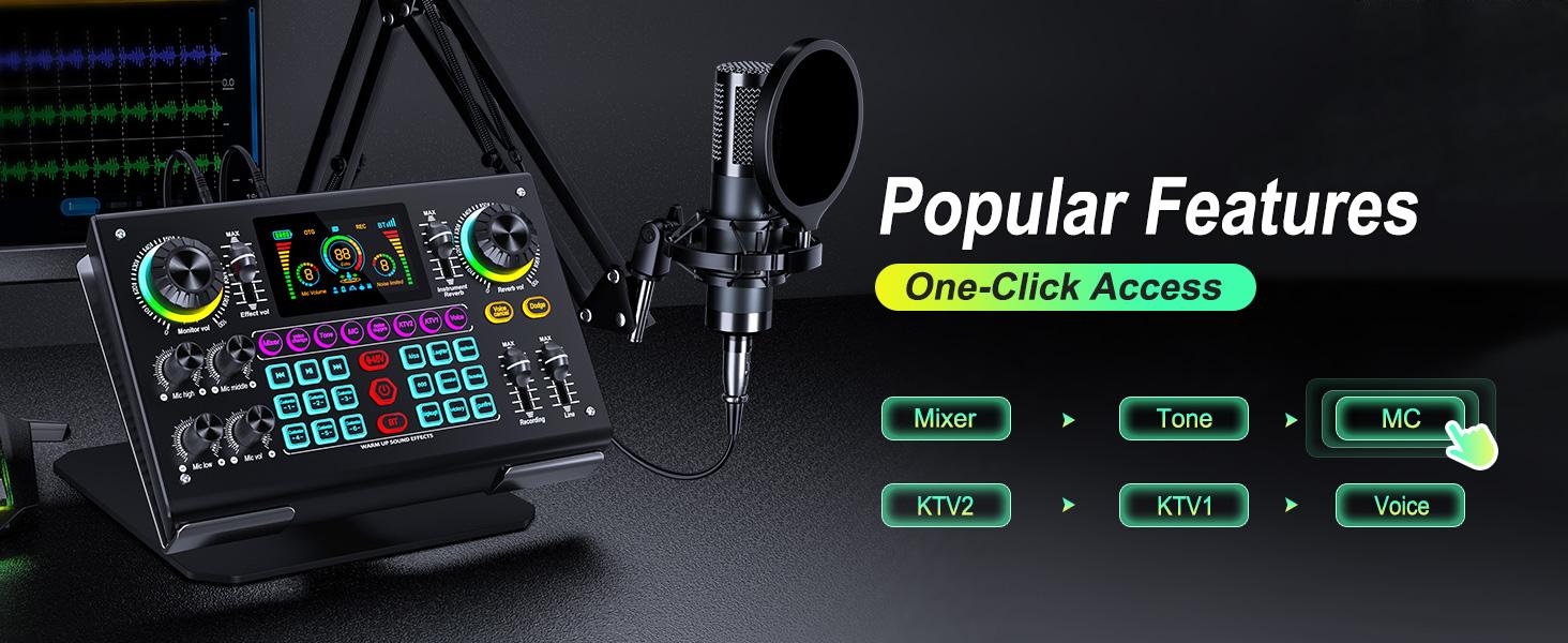 【US】Ideanthro C200 PRO-P15 Sound Card Kit | Dual-core DSP | Audio mixer with dual microphone and headphone connectivity | Adjustable tone and voice changer | Streaming equipment for PCs and mobile devices