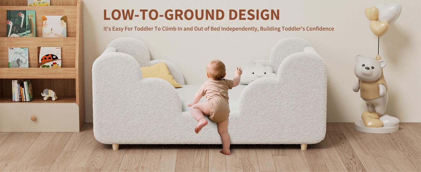 Lilypelle Toddler Bed Frame, With Detachable Safety Railing, CPSC Certified Boy and Girl Crib, Standard Crib, Certified Fabric Toddler Bed Frame, Excluding Mattress summerwins,dorm essentials,home decor deskmakeover