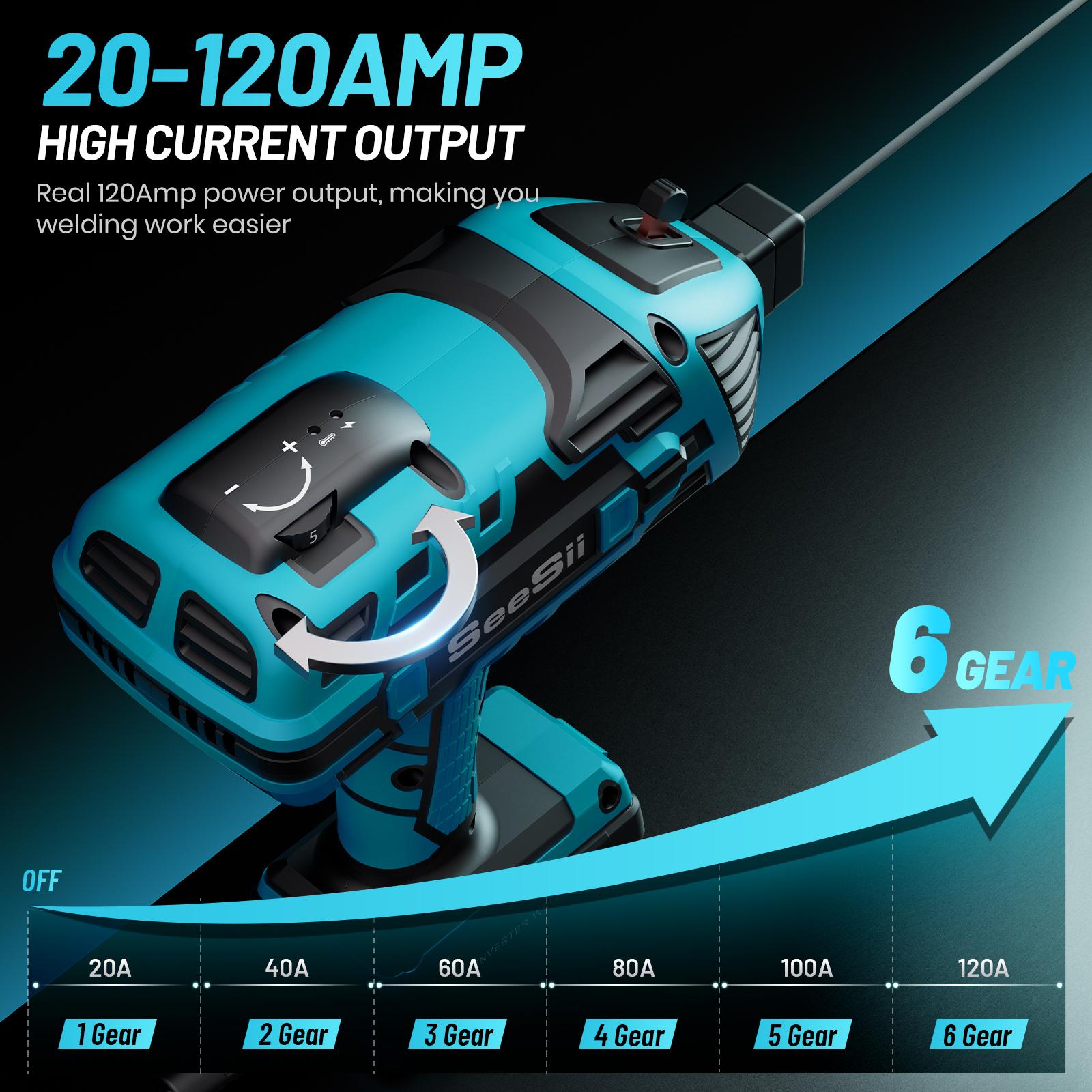 【FathersDay Gift】SEESII Handheld Welder 110V 120A Portable ARC Welding Machine with True Color Auto Darkening Goggles & Chipping Hammer for 3/64"-1/8" Rods Smart#SummerVibes IGBT Inverter Technology 20-120 Amp Output Outdoorfun fathersdaygift