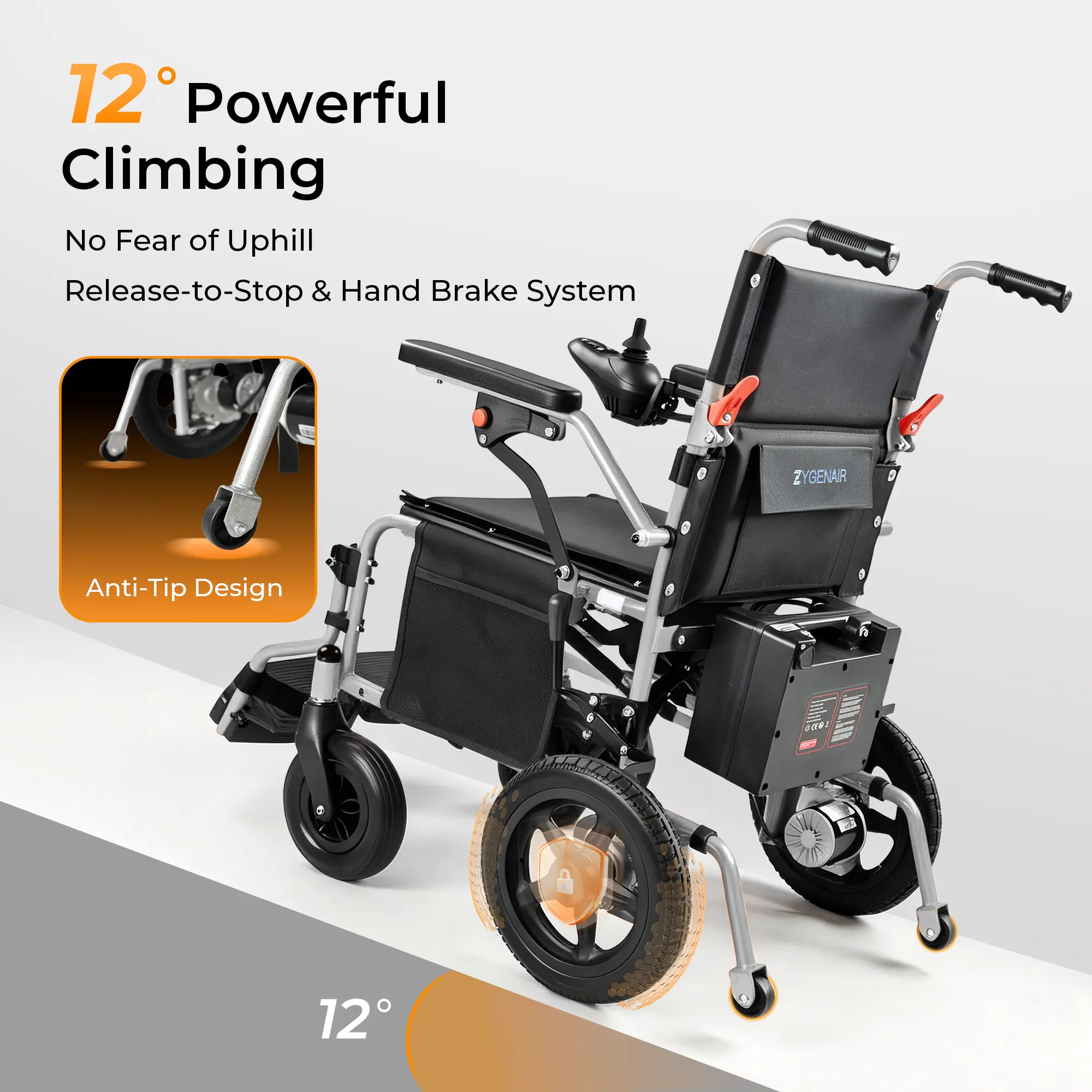 Silla de ruedas eléctrica Zygenair: ligera y plegable.