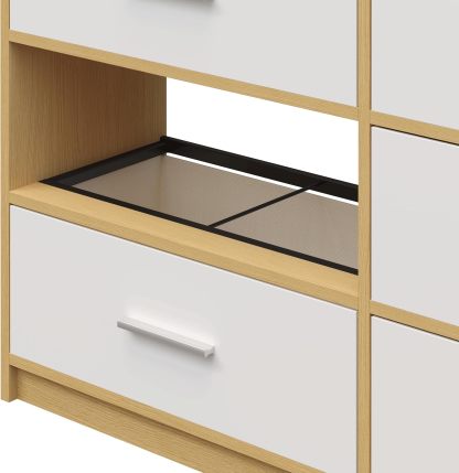 MU:4LIFE Cómoda Elegancia De 6 Cajones, Almacenamiento para Hogar Y Oficina, Organizador Cajonera De Estructura Madera y Cajones De Tela No Tejida y Cubiertas De MDF (Negro y Madera, 6 Cajones)