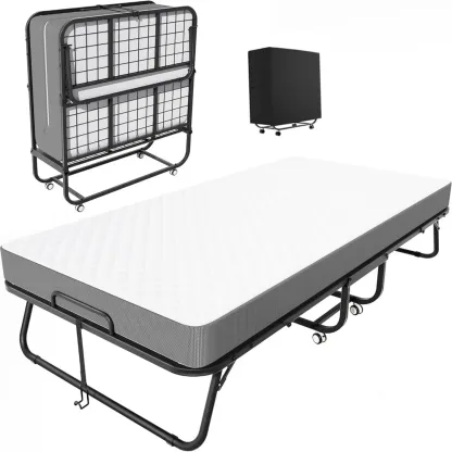 Cama plegable INTERGREAT con colchón, cama con ruedas