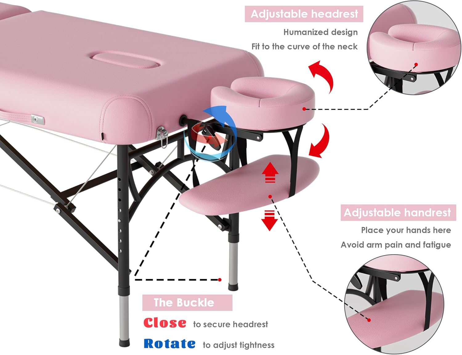 CLORIS - Mesa de masaje profesional de 84 pulgadas, portátil, de aluminio reforzado, con capacidad para hasta 1000 libras, 2 plegables, ligeras, para spa, salón, tatuaje, cama de masaje, altura