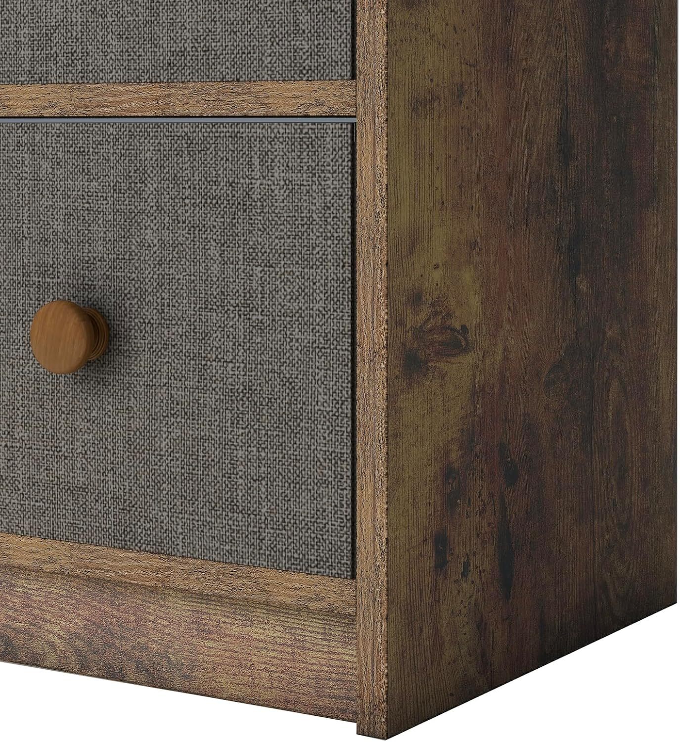 MU:4LIFE Cómoda Elegancia De 6 Cajones, Almacenamiento para Hogar Y Oficina, Organizador Cajonera De Estructura Madera y Cajones De Tela No Tejida y Cubiertas De MDF (Negro y Madera, 6 Cajones)