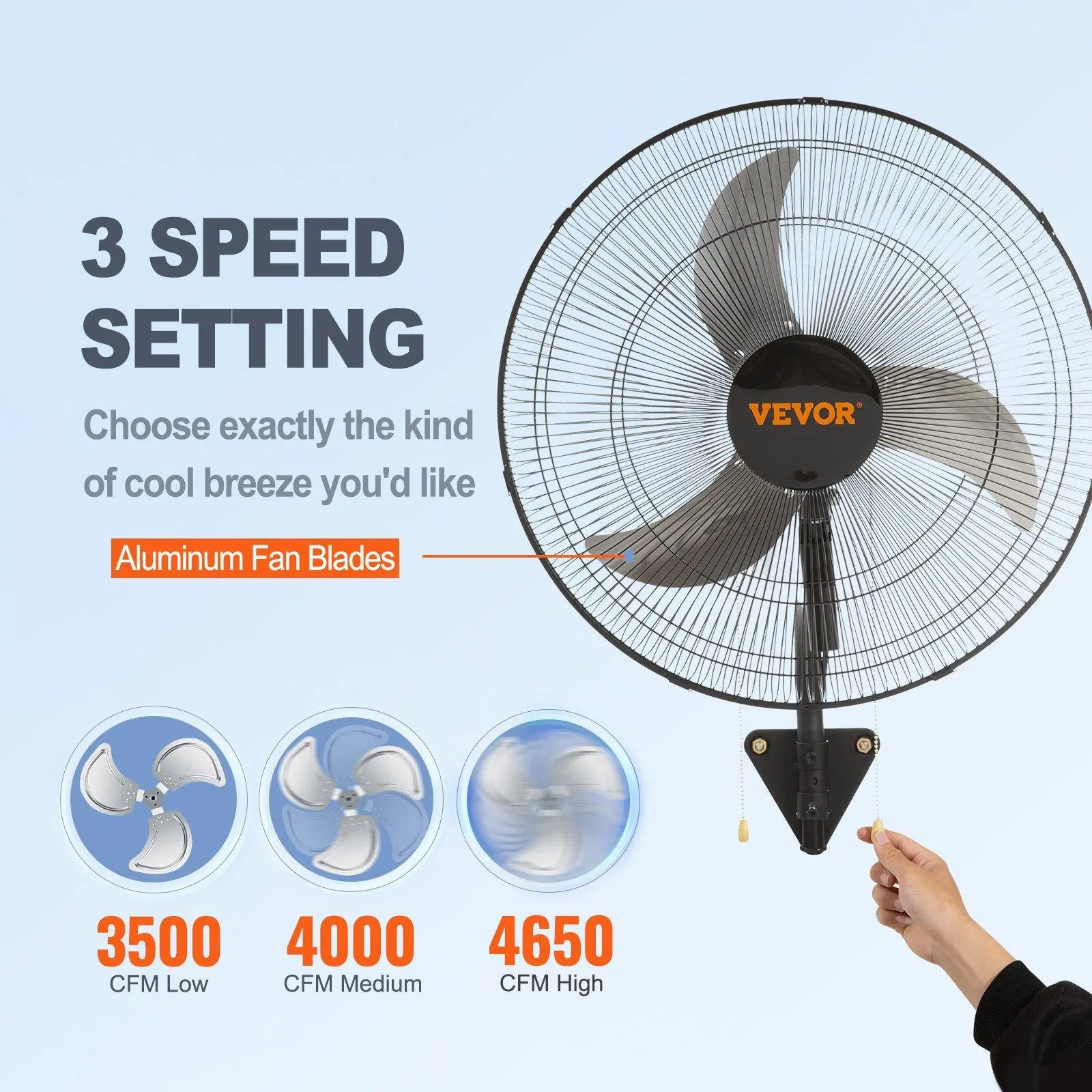✅¡2 por 1 hoy! ✅Ventilador oscilante de pared VEVOR - 3 velocidades, negro