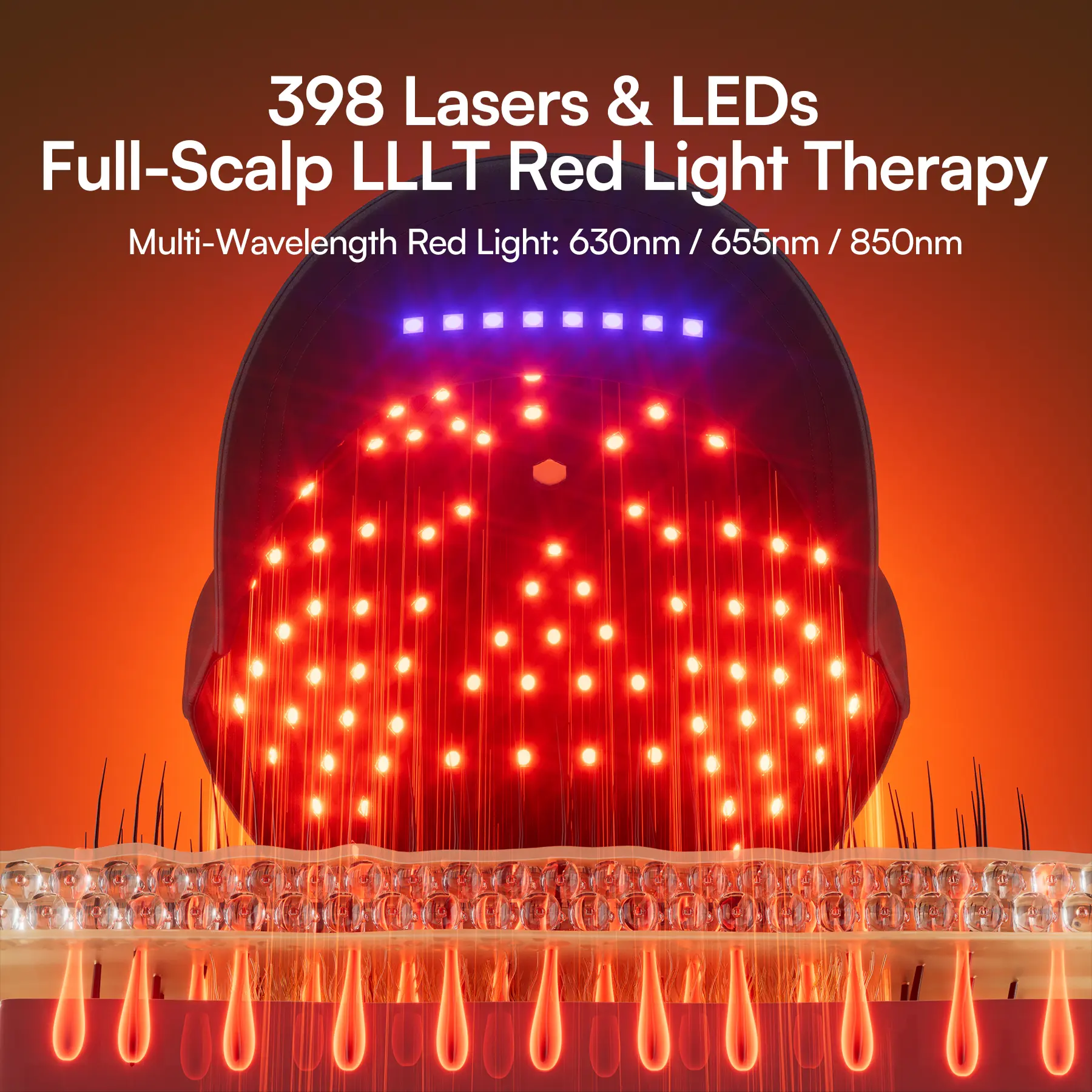 Gorro láser para el crecimiento del cabello INIA REGEN: ayuda a reducir la caída del cabello y favorece un cabello más grueso | 398 láseres y LED: terapia de luz roja para todo el cuero cabelludo, cuidado del cuero cabelludo con luz azul, inalámbrico y po