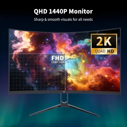 Monitor gaming curvo VA KTC de 27" (2560x1440), curvatura 1500R, tasa de refresco de 144 Hz/120 Hz, HDR400 (400 nits), Adaptive Sync, 2x HDMI 2.0, DP 1.4, montaje VESA 100x100, modelo H27S5C.
