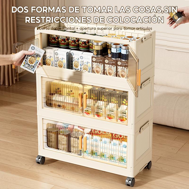 Closet Mueble Armarios Organizador Plegable Ruedas Marrón Claro 65*36*159 cm（Diferentes tamaños disponibles）