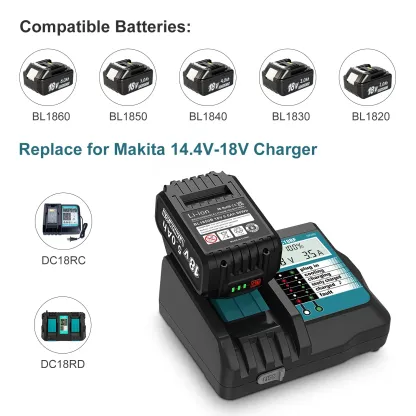 Amityke: Paquete de 2 baterías de iones de litio de 18 V y 5000 mAh con cargador