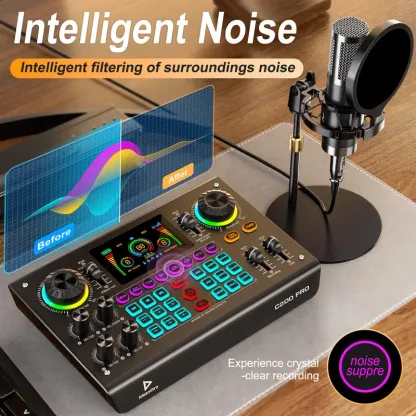 Kit de tarjeta de sonido Ideanthro C200 PRO-P15 | Procesador digital de señal (DSP) de doble núcleo | Mezclador de audio con conectividad para micrófono y auriculares | Cambiador de tono y voz ajustable | Equipo de streaming para PC y dispositivos móviles