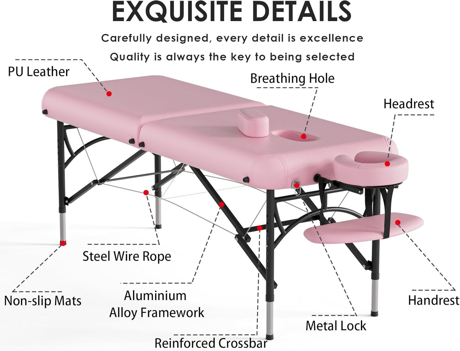 CLORIS - Mesa de masaje profesional de 84 pulgadas, portátil, de aluminio reforzado, con capacidad para hasta 1000 libras, 2 plegables, ligeras, para spa, salón, tatuaje, cama de masaje, altura