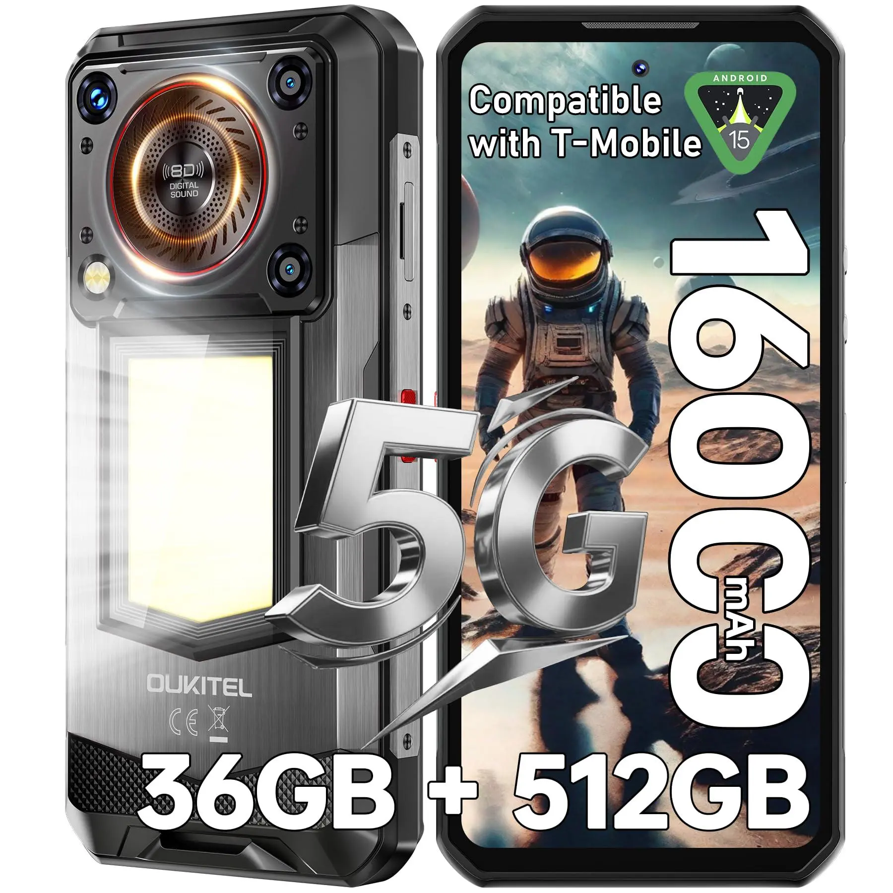 Teléfono ultrarresistente FOSSIBOT F105, 10300 mAh, IP68, Android 14