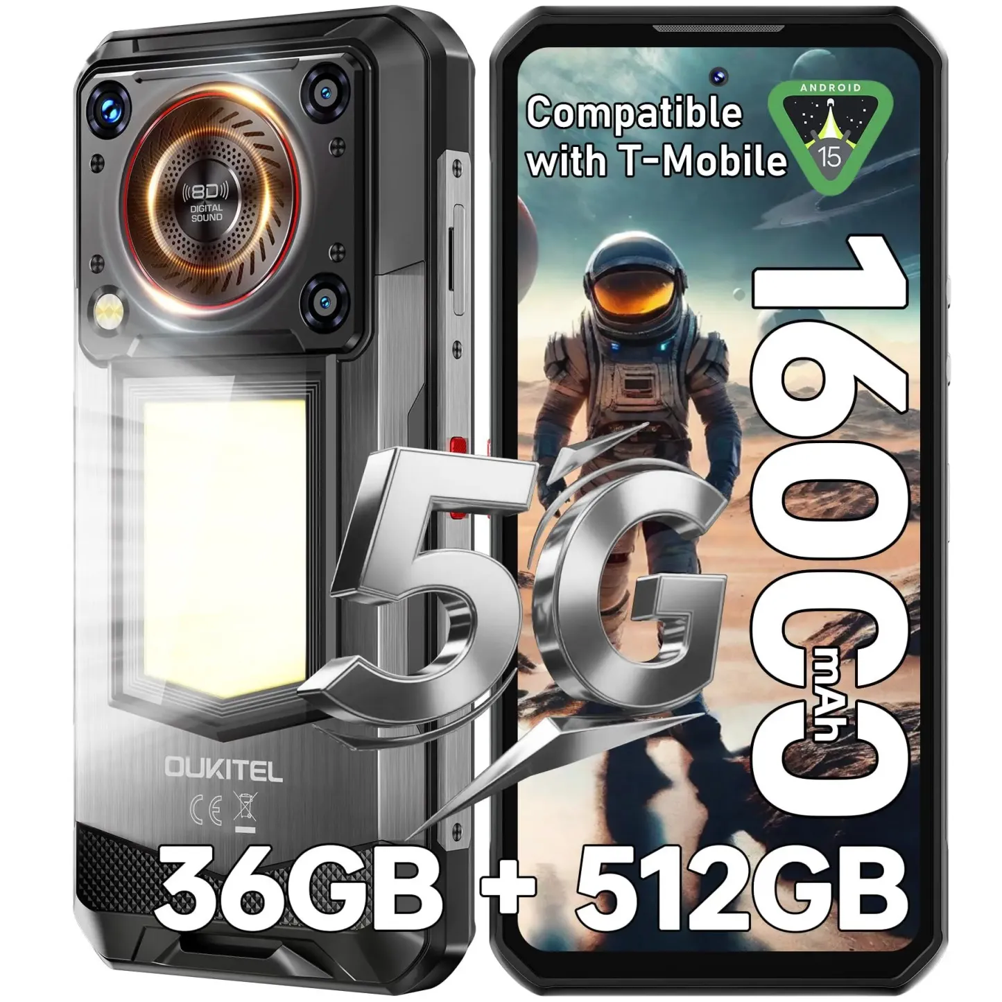 Teléfono ultrarresistente FOSSIBOT F105, 10300 mAh, IP68, Android 14