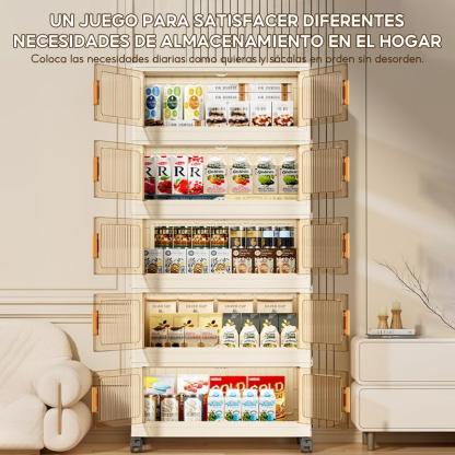 Closet Mueble Armarios Organizador Plegable Ruedas Marrón Claro 65*36*159 cm（Diferentes tamaños disponibles）