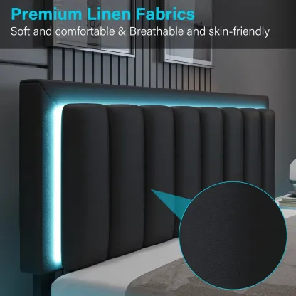 Estructura de cama HOMBCK con iluminación LED y cabecero de cuero de lujo