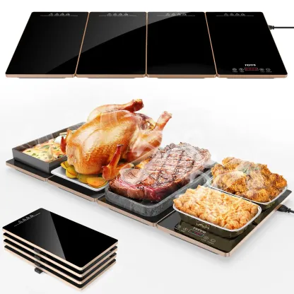 Bandeja calentadora eléctrica FEPPO: calentador de alimentos tipo bufé 4 en 1