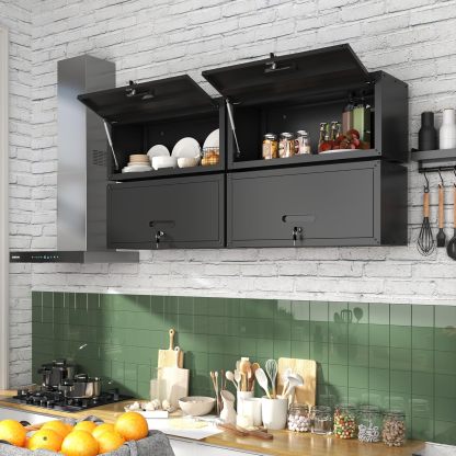 BIZOEIRON - clóset de almacenamiento de metal con ruedas, clóset de cochera con 1 puerta y 4 cajones, almacenamiento de herramientas rodantes, requiere montaje, color negro