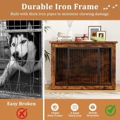 Warcat Dog Crate Furniture with Thick Cushion, Side End Table Wooden Dog Cage with Double Doors, Chew-Resistant Dog Kennel Dog House Indoor for Small to Large Dog #summeressentials #TikTokShopDealsforYouDays #SummerWins #tiktokshopmemorialday
