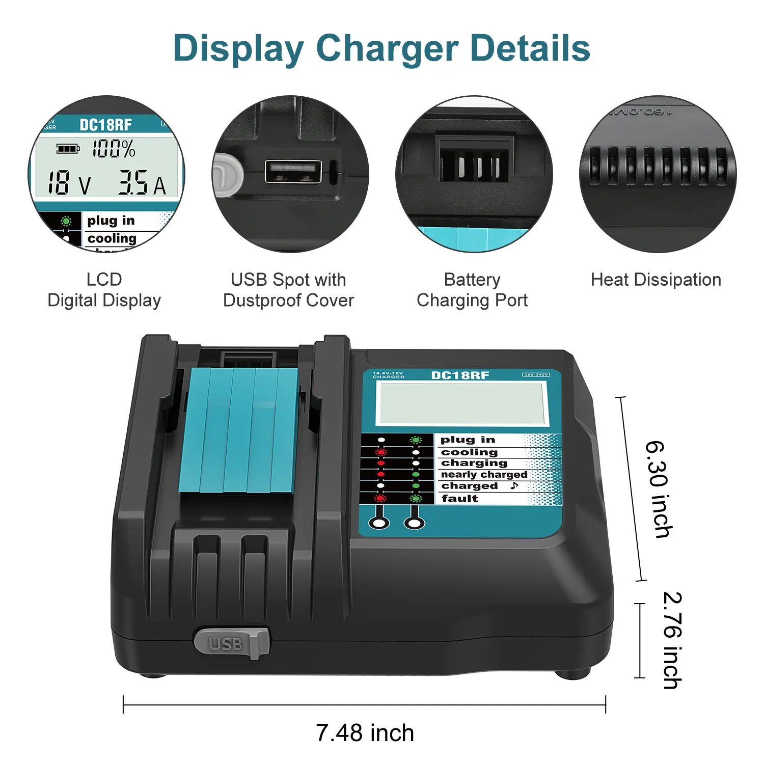 Amityke: Paquete de 2 baterías de iones de litio de 18 V y 5000 mAh con cargador