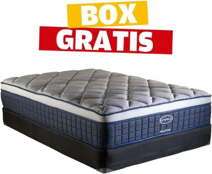 America| Colchon + Box| Individual| Halston| Sistema BONNELL| Ortopedico| Confort Medio| Hipoalergénico y Anti ácaros| 32 cm. de Altura| Garantía 5 años