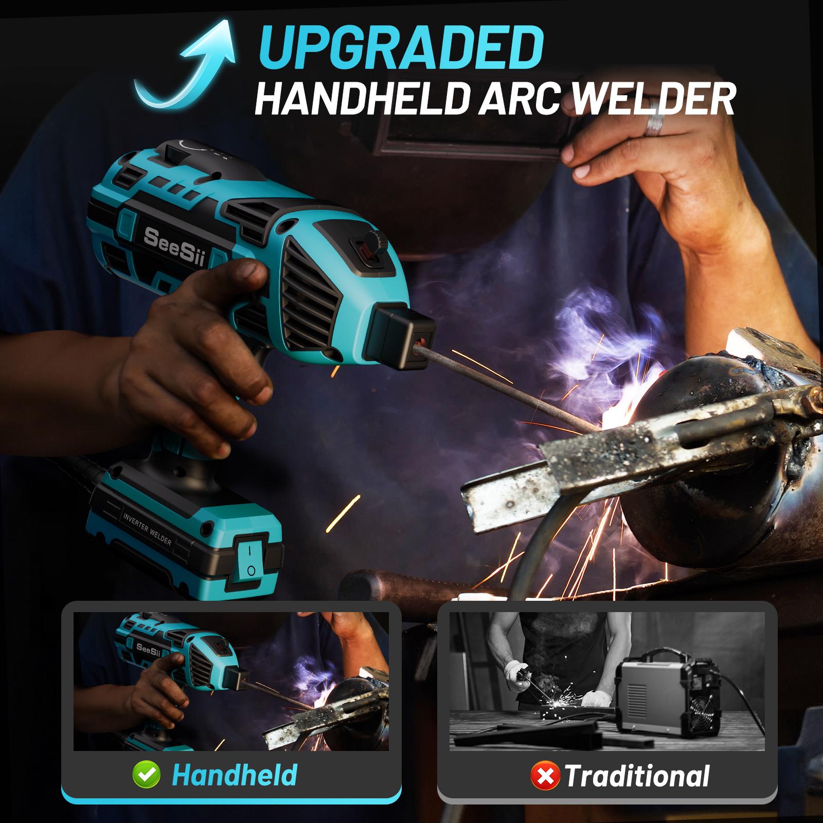 【FathersDay Gift】SEESII Handheld Welder 110V 120A Portable ARC Welding Machine with True Color Auto Darkening Goggles & Chipping Hammer for 3/64"-1/8" Rods Smart#SummerVibes IGBT Inverter Technology 20-120 Amp Output Outdoorfun fathersdaygift