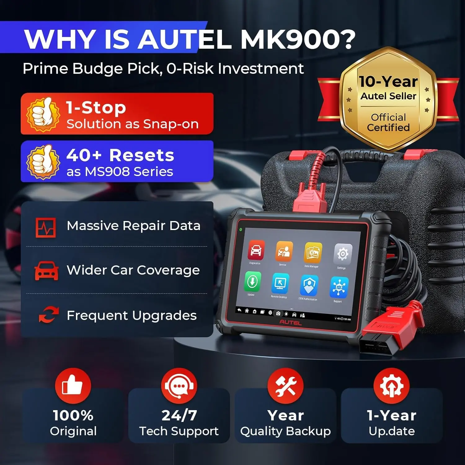 Escáner de diagnóstico para autos Autel MaxiCOM MK900 - Todos los sistemas