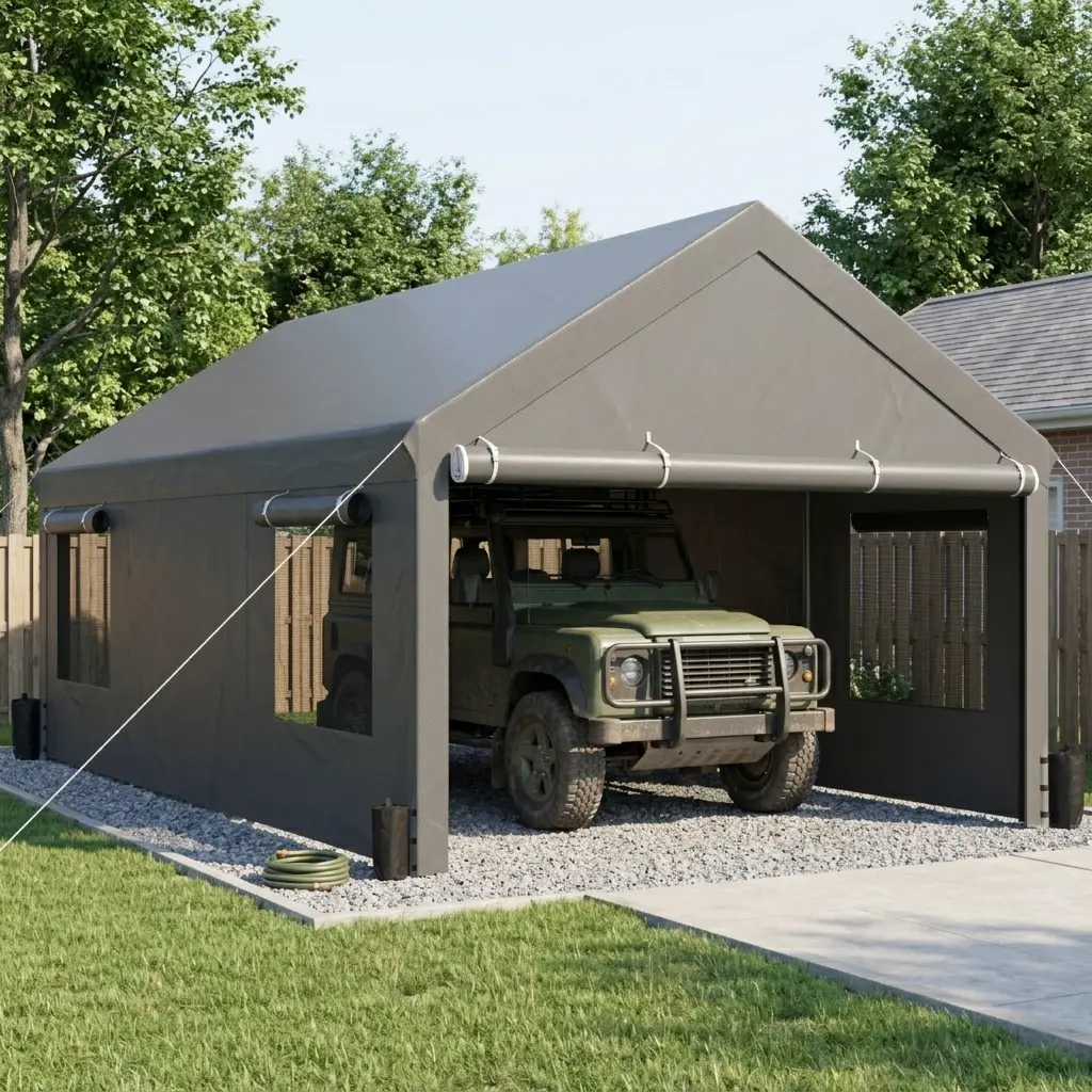 Toldo portátil para coche Walsunny de 3x6 metros (10x20 pies) de alta resistencia para garaje.