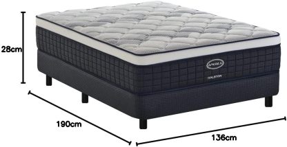 America| Colchon + Box| Individual| Halston| Sistema BONNELL| Ortopedico| Confort Medio| Hipoalergénico y Anti ácaros| 32 cm. de Altura| Garantía 5 años