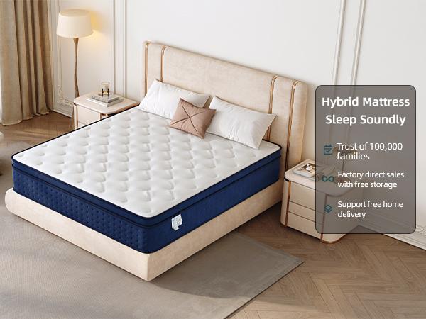 【10/12/14 Inch Twin, Full, Queen, King  Memory Foam And Spring, Hybrid  Medium Firmness,Motion Isolation and Firm Edges， Breathable Spring   ,Ergonomic queen size  Interior Modern，For Home Rooms Hotels fort able Pocket Coil Mattress modern