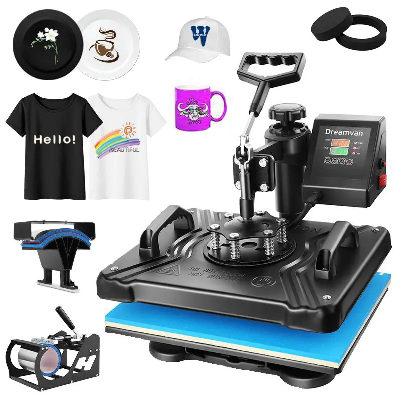 Máquina de prensa de calor 5 en 1 AKEYDIY de 12x15 pulgadas para camisetas