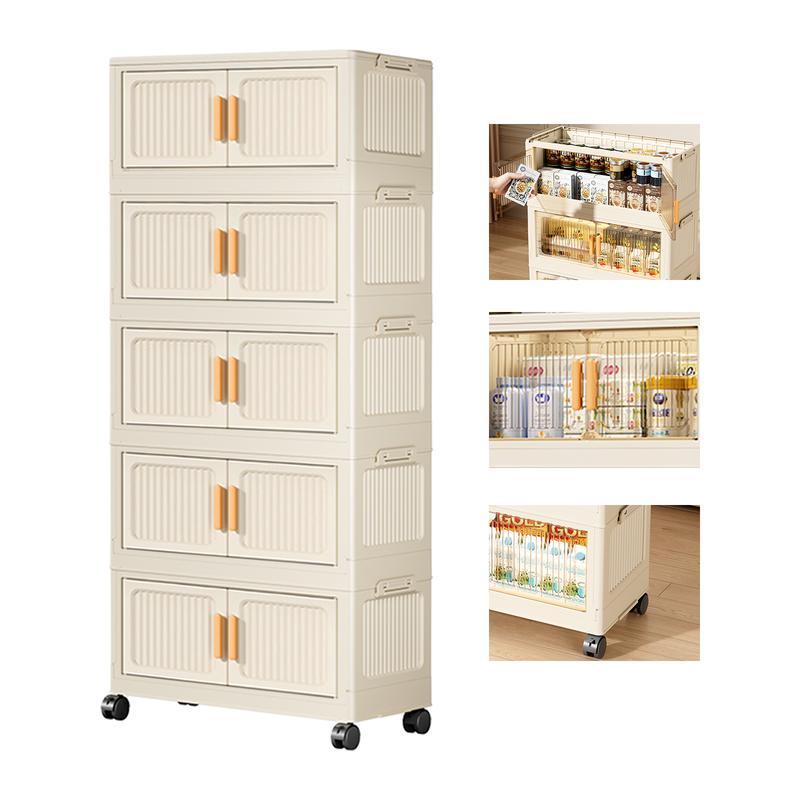 Closet Mueble Armarios Organizador Plegable Ruedas Marrón Claro 65*36*159 cm（Diferentes tamaños disponibles）