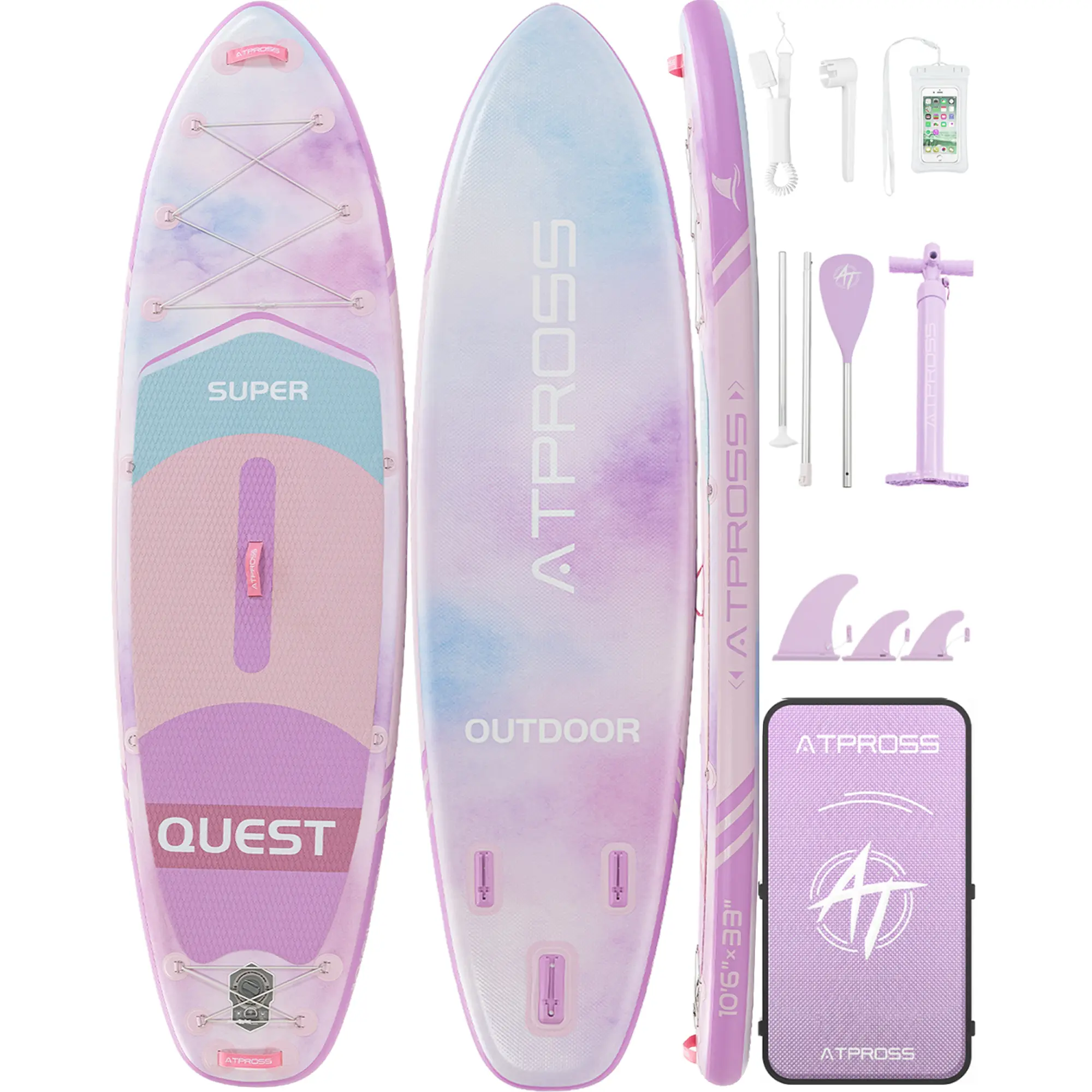 [DealsForYouDays] Tabla de paddle surf inflable de 3,20 m x 84 cm, SUP extra ancha de 181 kg con cubierta de EVA antideslizante, kit de accesorios premium, estable para yoga y pesca.