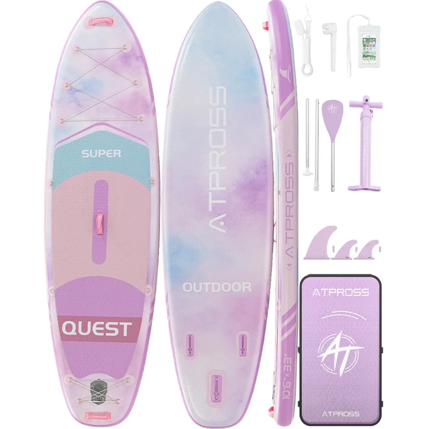 [DealsForYouDays] Tabla de paddle surf inflable de 3,20 m x 84 cm, SUP extra ancha de 181 kg con cubierta de EVA antideslizante, kit de accesorios premium, estable para yoga y pesca.