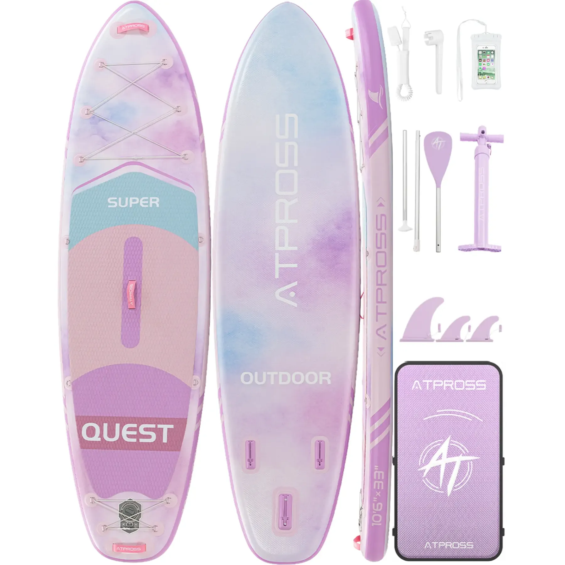 [DealsForYouDays] Tabla de paddle surf inflable de 3,20 m x 84 cm, SUP extra ancha de 181 kg con cubierta de EVA antideslizante, kit de accesorios premium, estable para yoga y pesca.