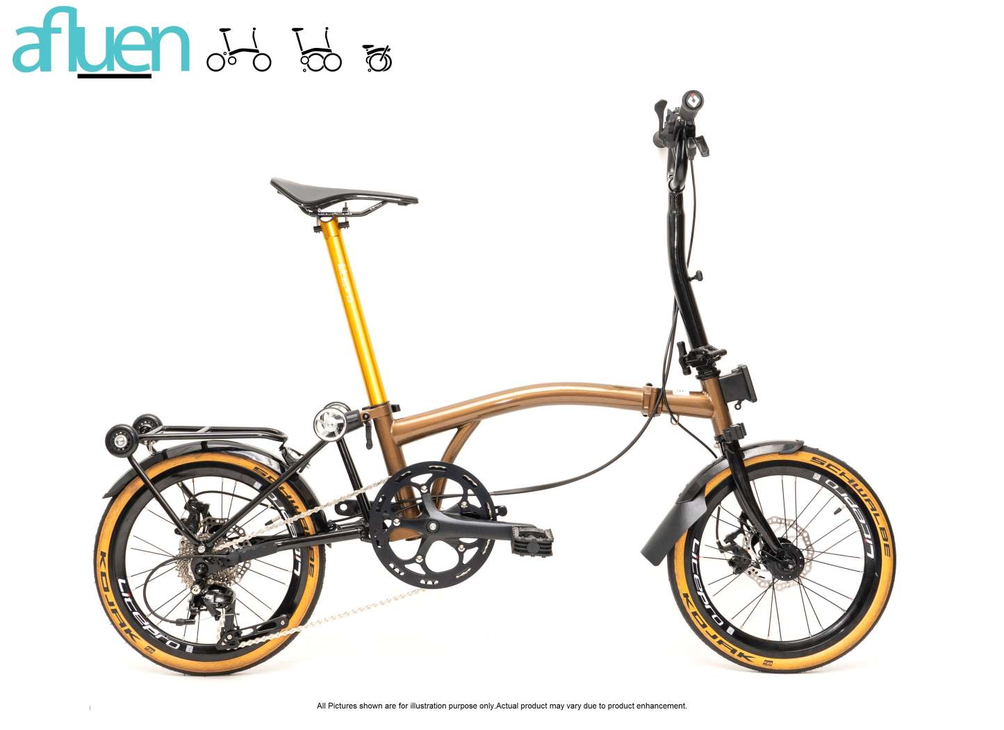 Bicicleta plegable Avro Foldie – 16 pulgadas, 9 velocidades, freno de disco