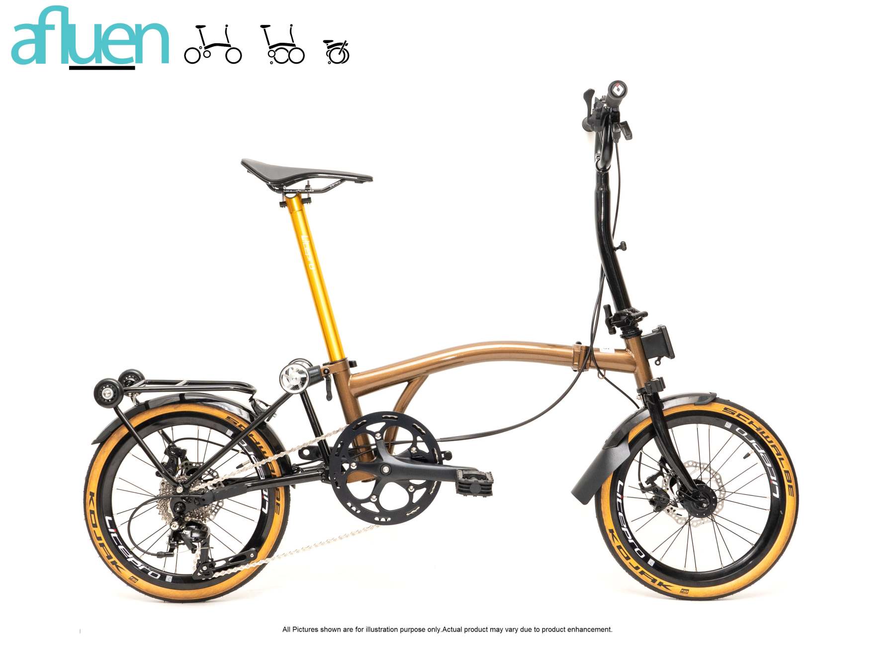 Bicicleta plegable Avro Foldie – 16 pulgadas, 9 velocidades, freno de disco