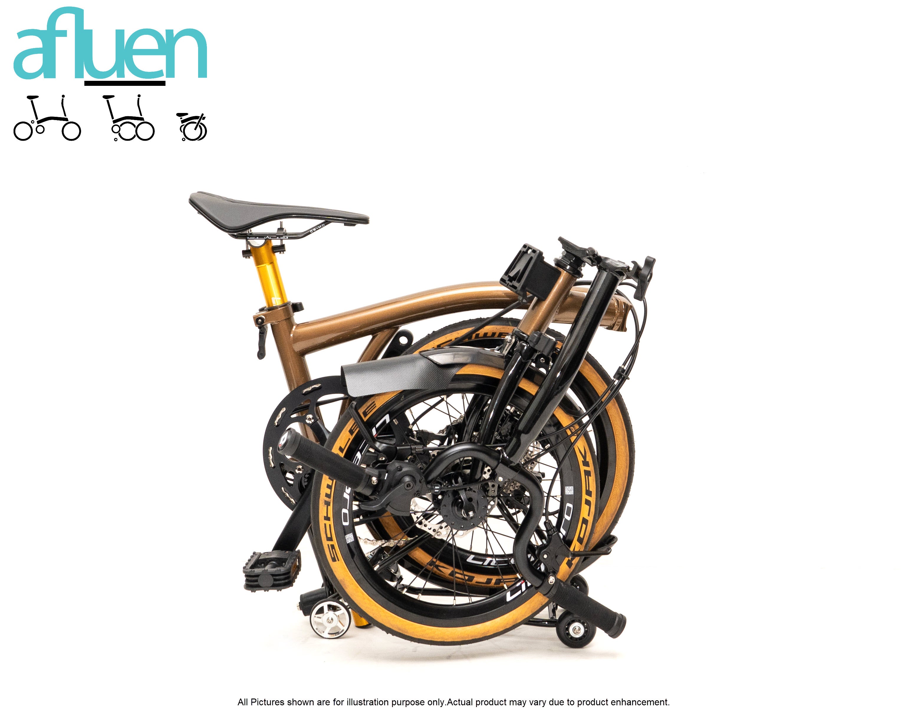 Bicicleta plegable Avro Foldie – 16 pulgadas, 9 velocidades, freno de disco