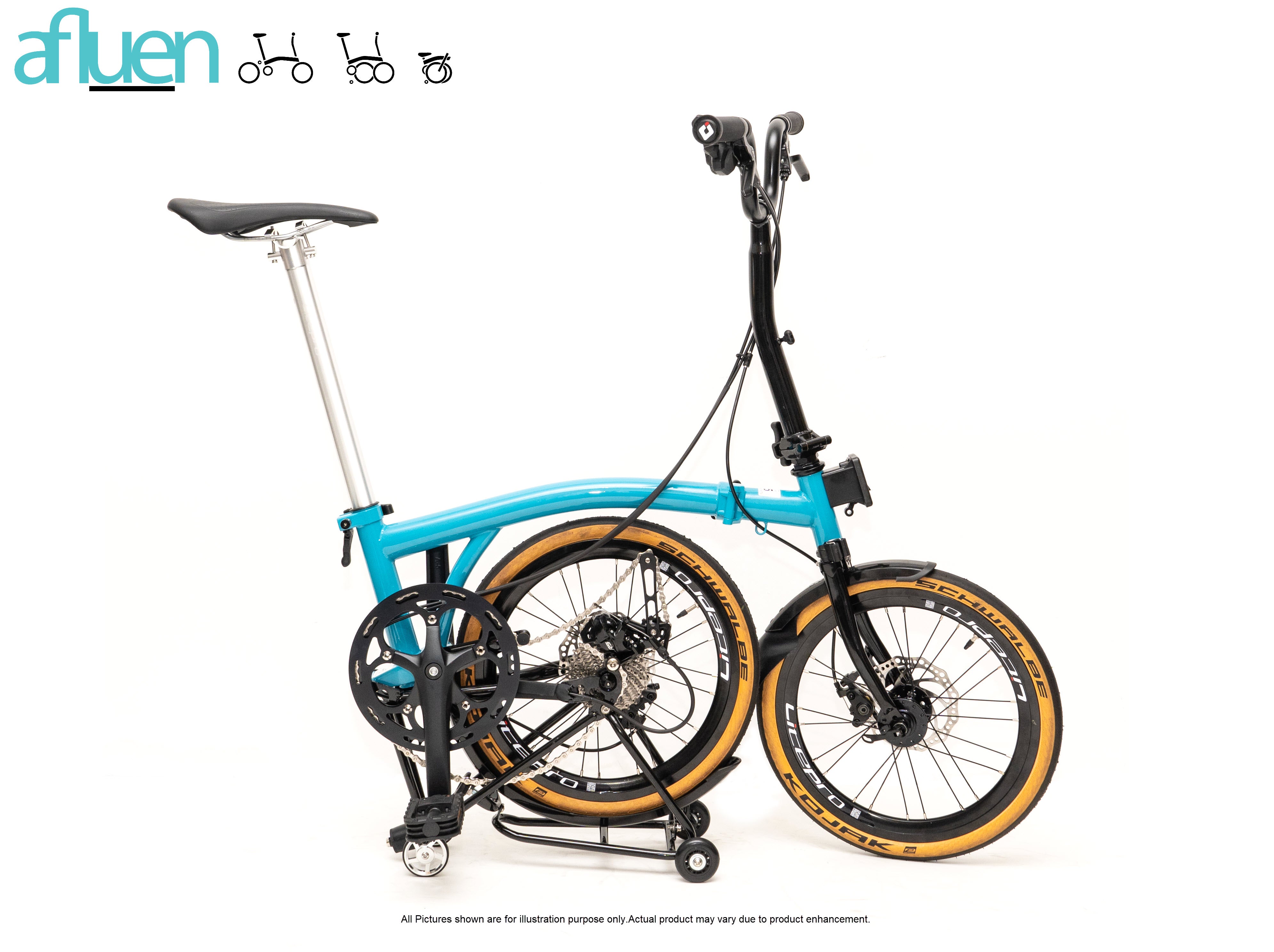 Bicicleta plegable Avro Foldie – 16 pulgadas, 9 velocidades, freno de disco