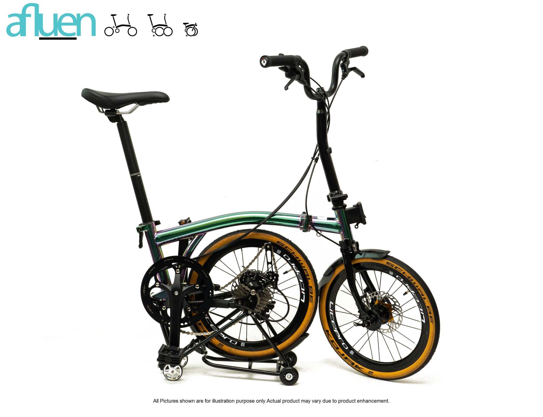 Bicicleta plegable Avro Foldie – 16 pulgadas, 9 velocidades, freno de disco