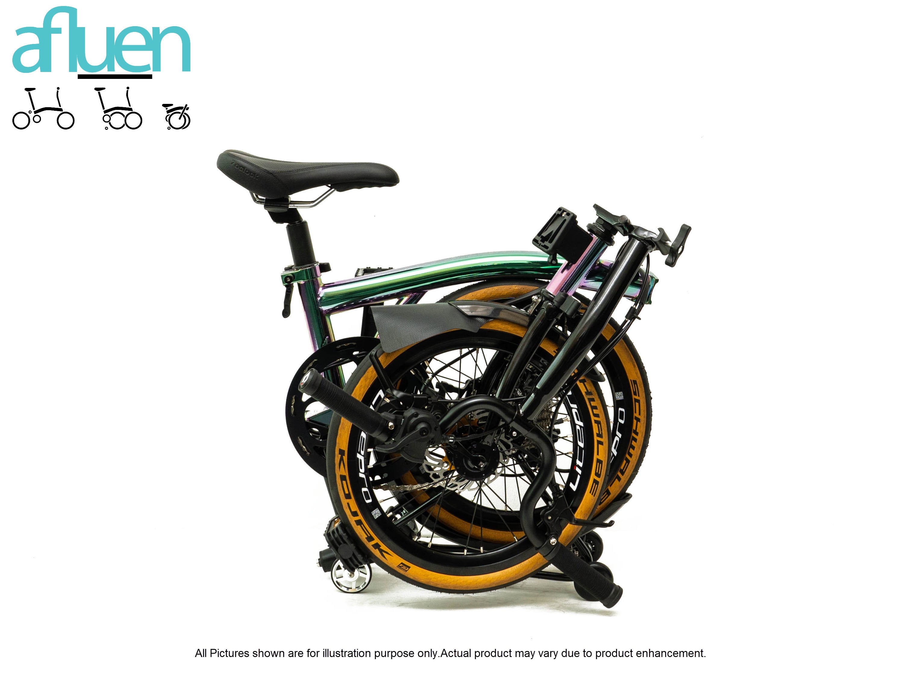 Bicicleta plegable Avro Foldie – 16 pulgadas, 9 velocidades, freno de disco