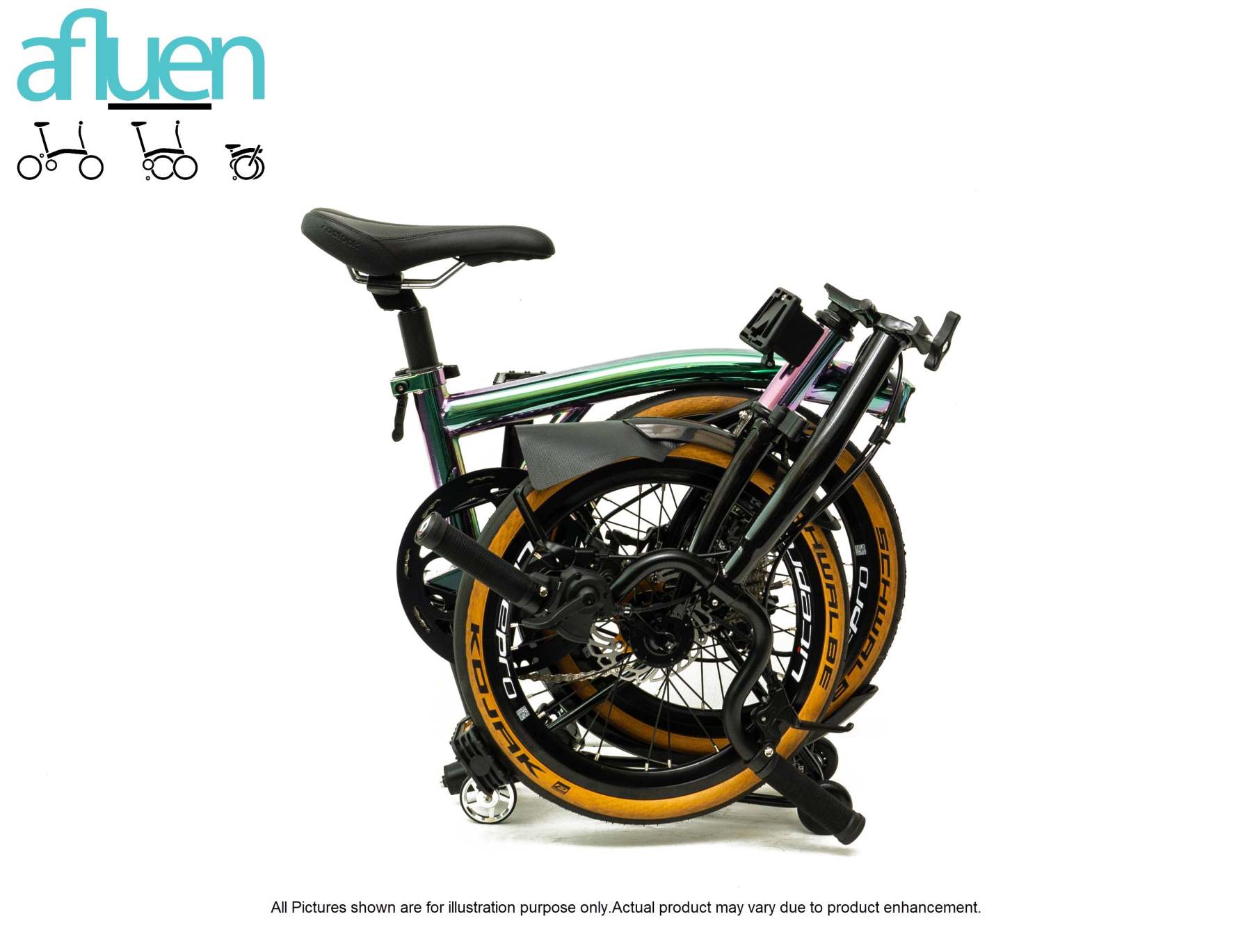 Bicicleta plegable Avro Foldie – 16 pulgadas, 9 velocidades, freno de disco