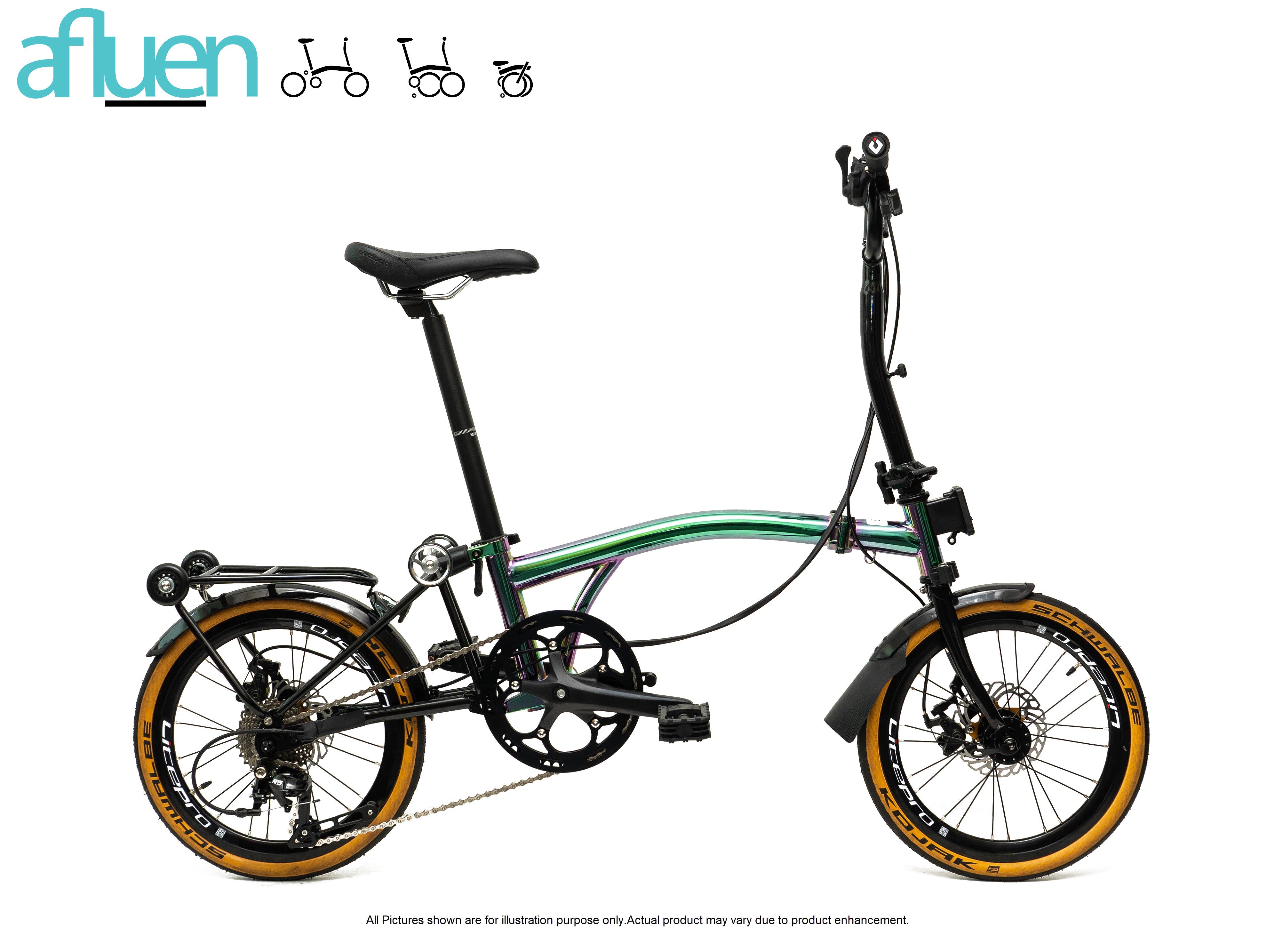 Bicicleta plegable Avro Foldie – 16 pulgadas, 9 velocidades, freno de disco