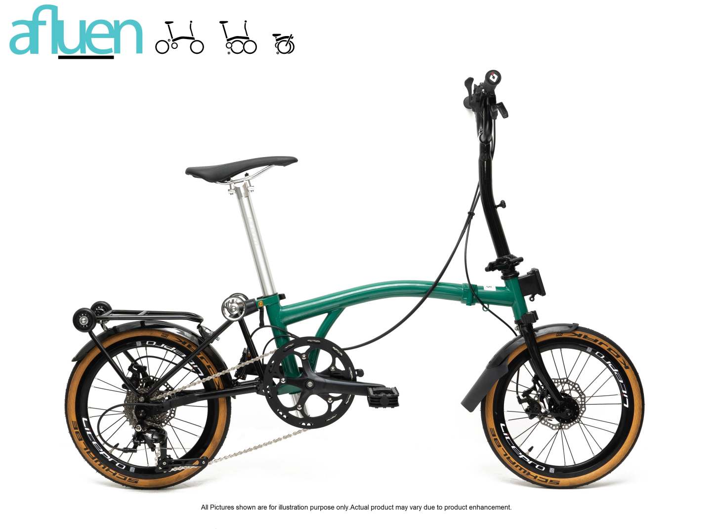 Bicicleta plegable Avro Foldie – 16 pulgadas, 9 velocidades, freno de disco