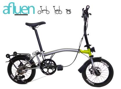 Bicicleta plegable Avro Foldie – 16 pulgadas, 9 velocidades, freno de disco