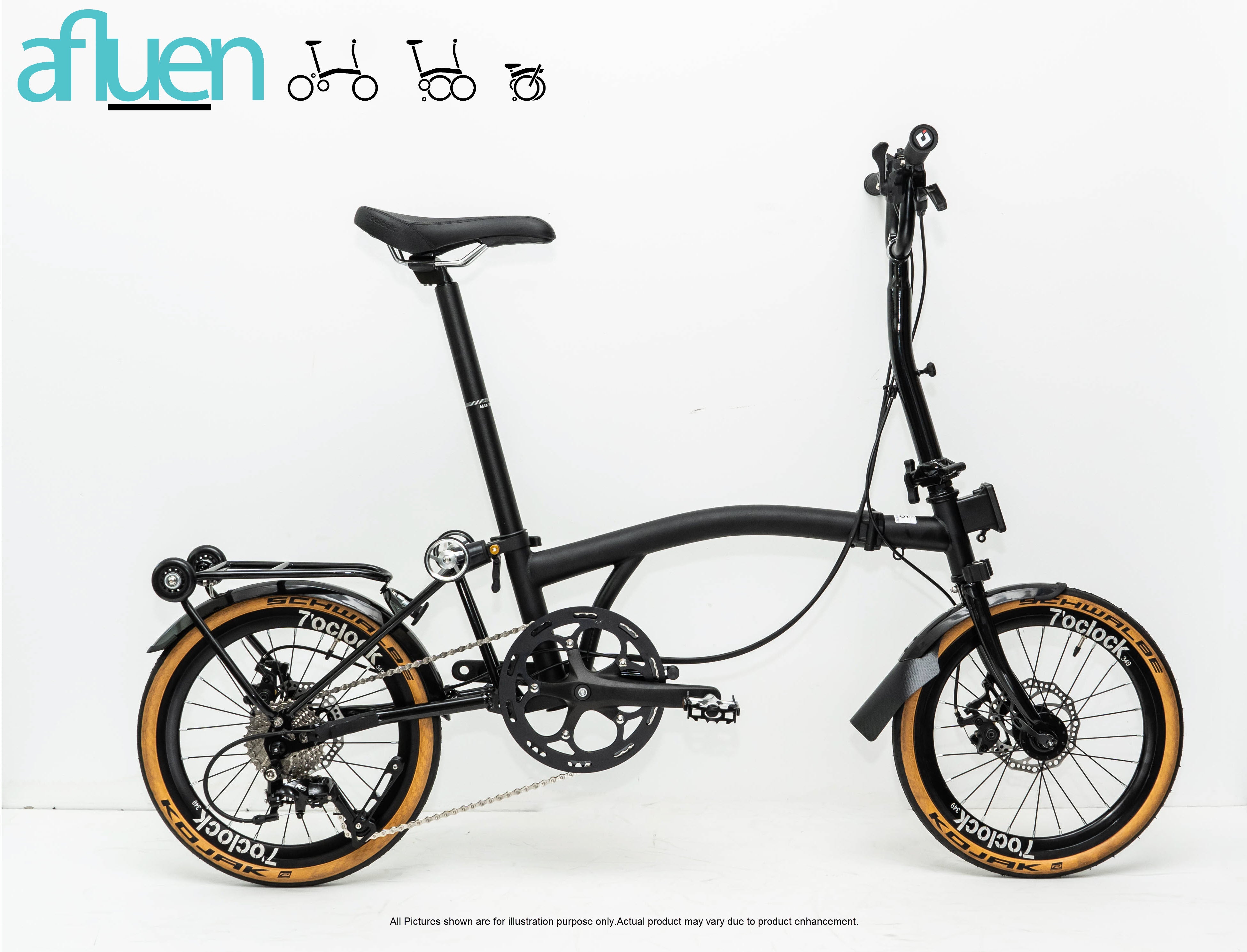 Bicicleta plegable Avro Foldie – 16 pulgadas, 9 velocidades, freno de disco