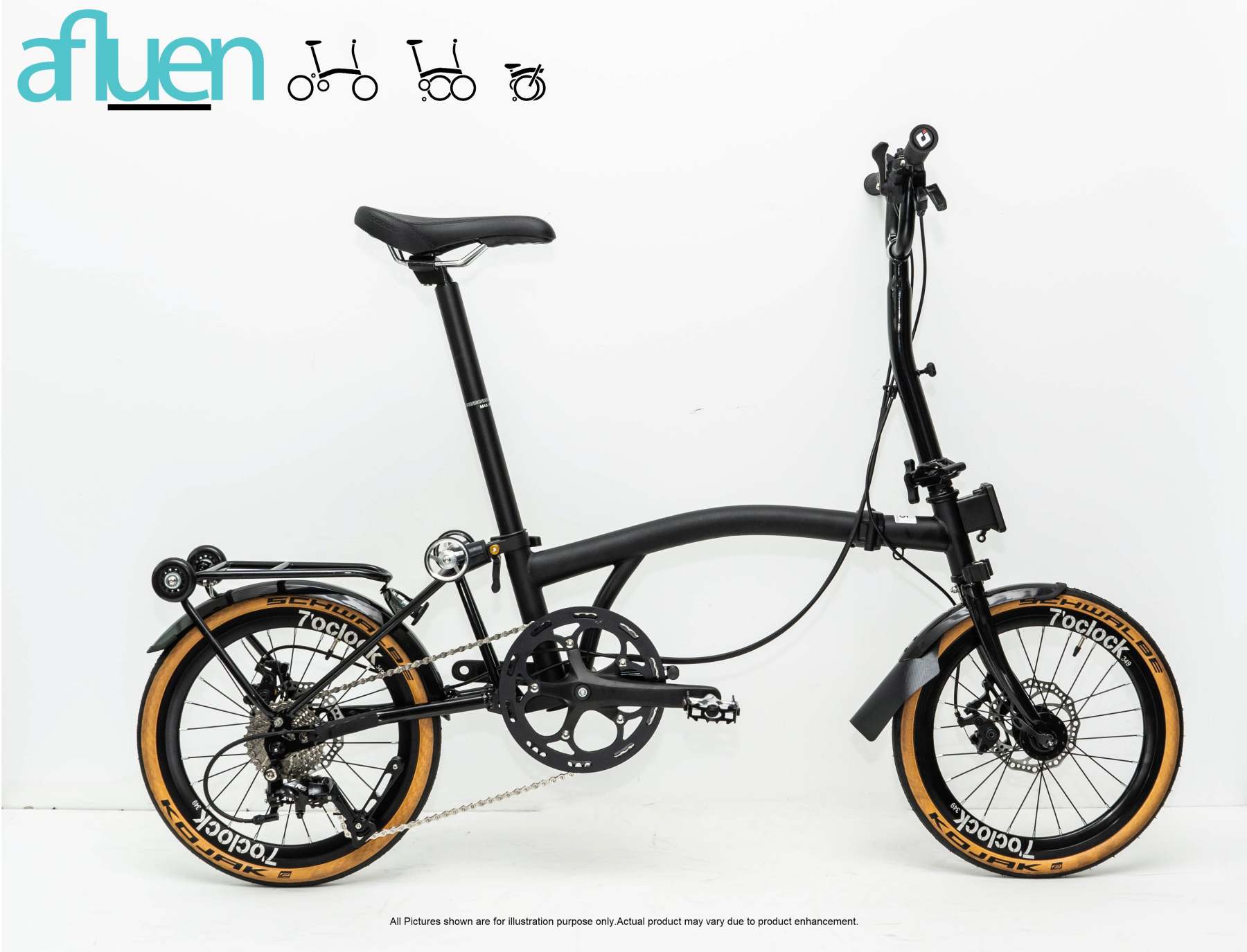 Bicicleta plegable Avro Foldie – 16 pulgadas, 9 velocidades, freno de disco