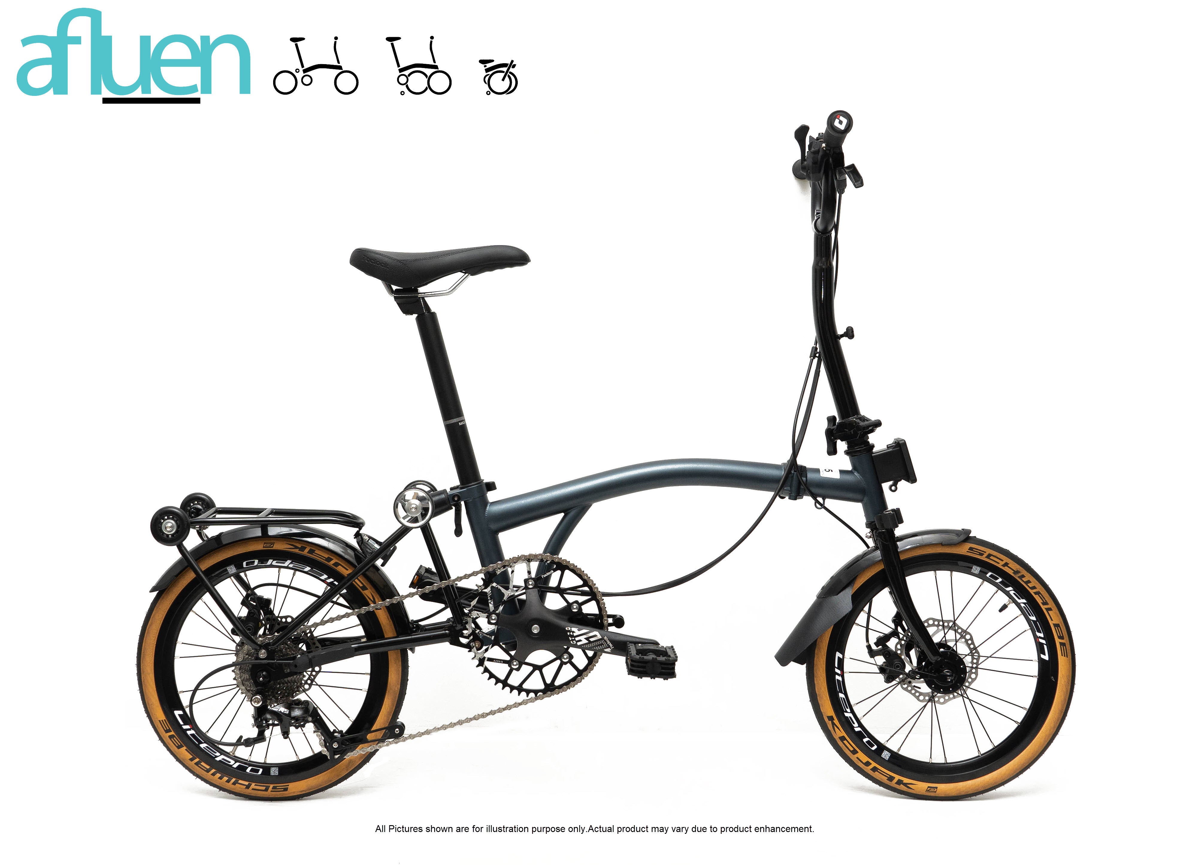 Bicicleta plegable Avro Foldie – 16 pulgadas, 9 velocidades, freno de disco