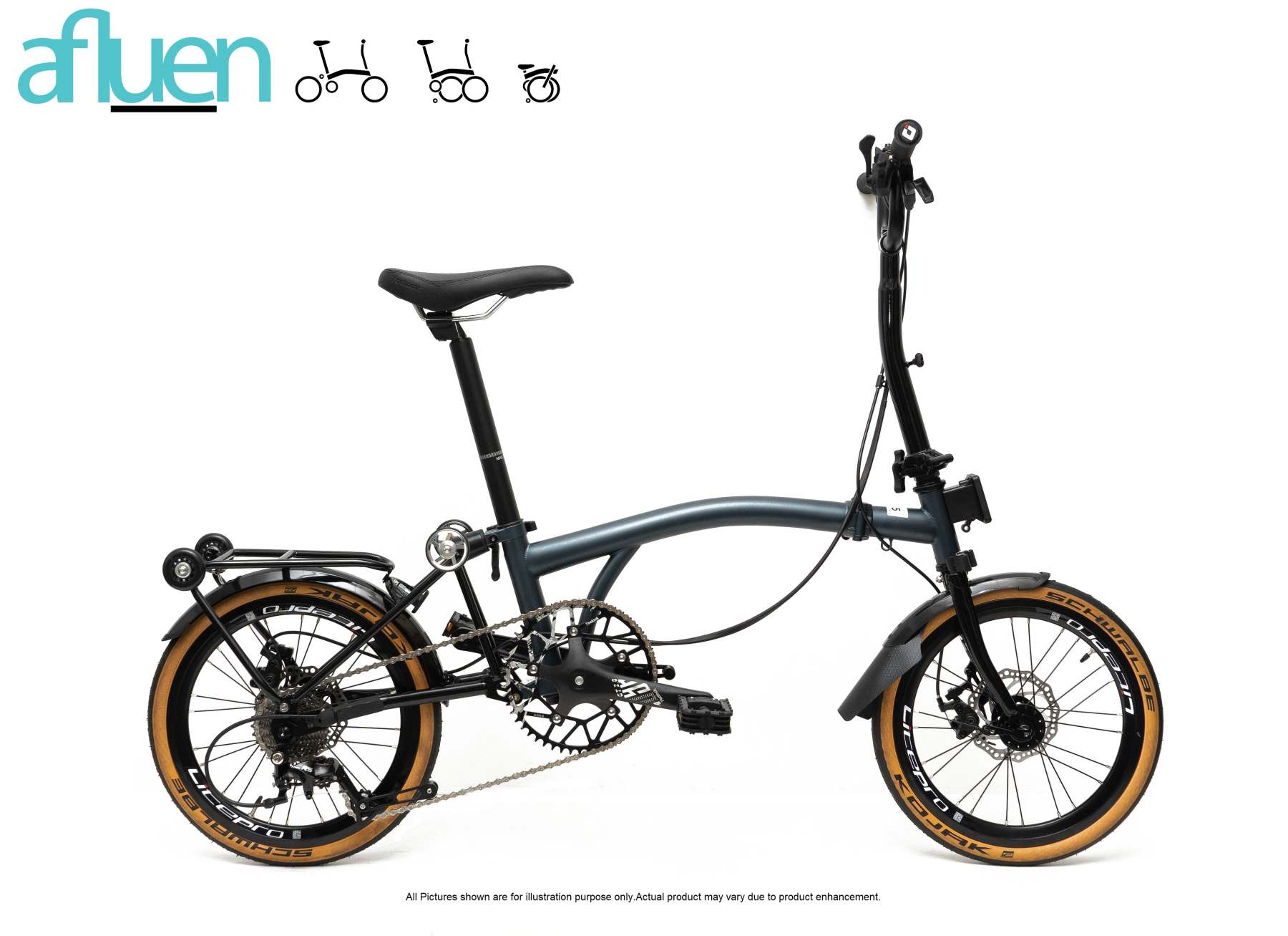 Bicicleta plegable Avro Foldie – 16 pulgadas, 9 velocidades, freno de disco