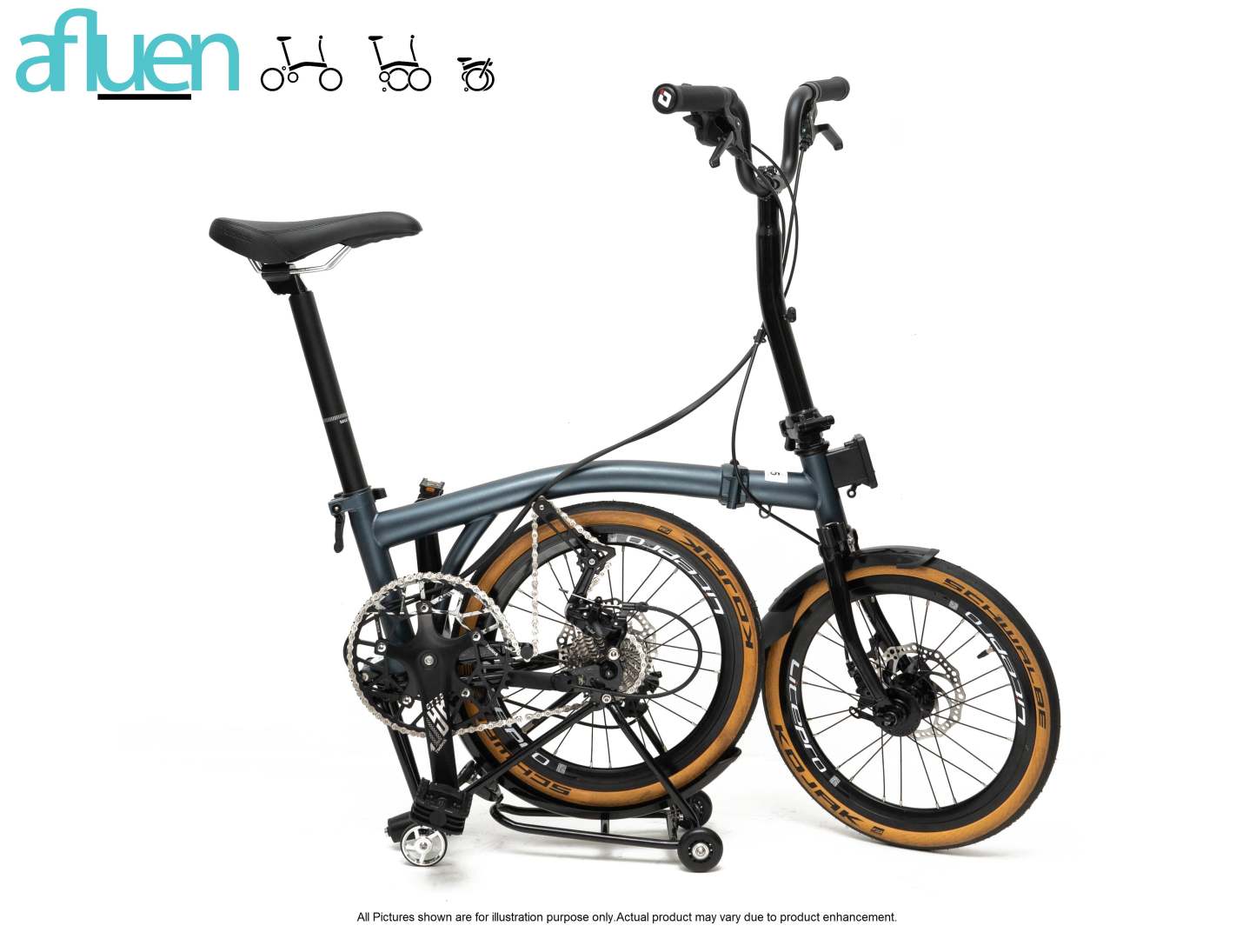 Bicicleta plegable Avro Foldie – 16 pulgadas, 9 velocidades, freno de disco